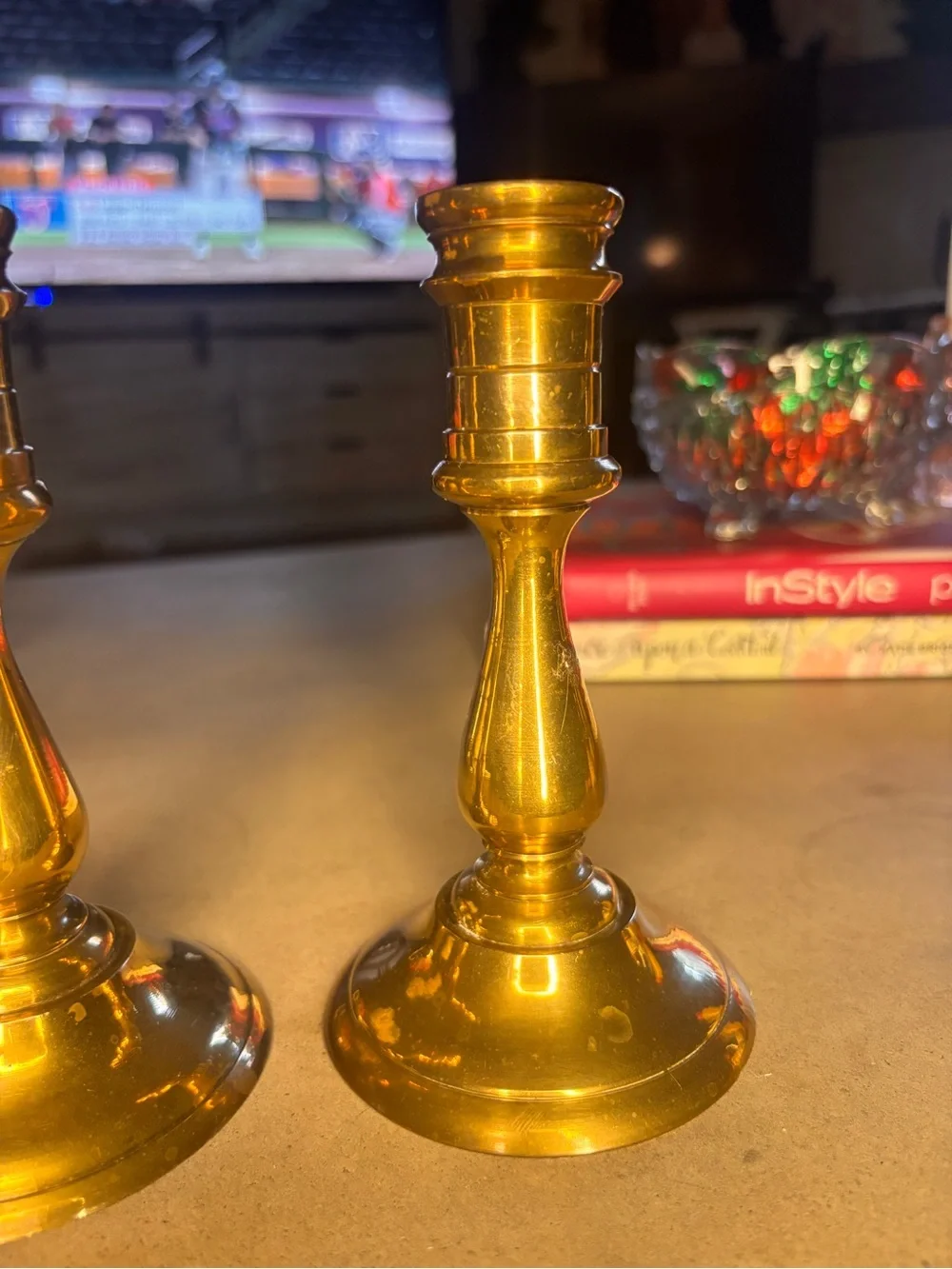 Vintage Solid Brass Candlestick Holders Pair 6” Made in India Taper Candle